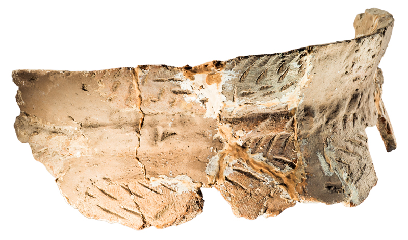 MEV.7277. Gran vas o urna de ceràmica feta a mà amb decoracions d’incisions en ziga-zaga. Peça del poblat o de la necròpolis prehistòrica, segons l’ús que varen donar al recipient (segles <span style=\