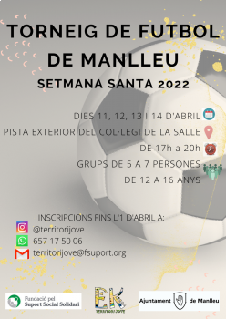 Cartell Territori Jove torneig futbol abril 2022