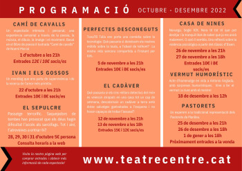 Teatre Centre Manlleu - Programació octubre-desembre 2022